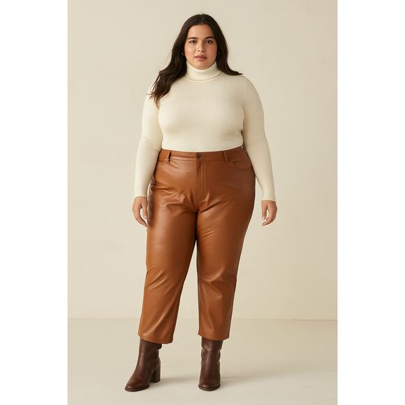 Abercrombie & Fitch Pants - Abercrombie & Fitch Curve Love Vegan Leather Pant 24S 90's Straight High Rise